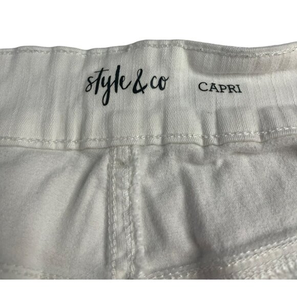 Style & Co Women's Jean Capris 14 White Cotton Elastane Summer Casual Beach - Picture 7 of 8